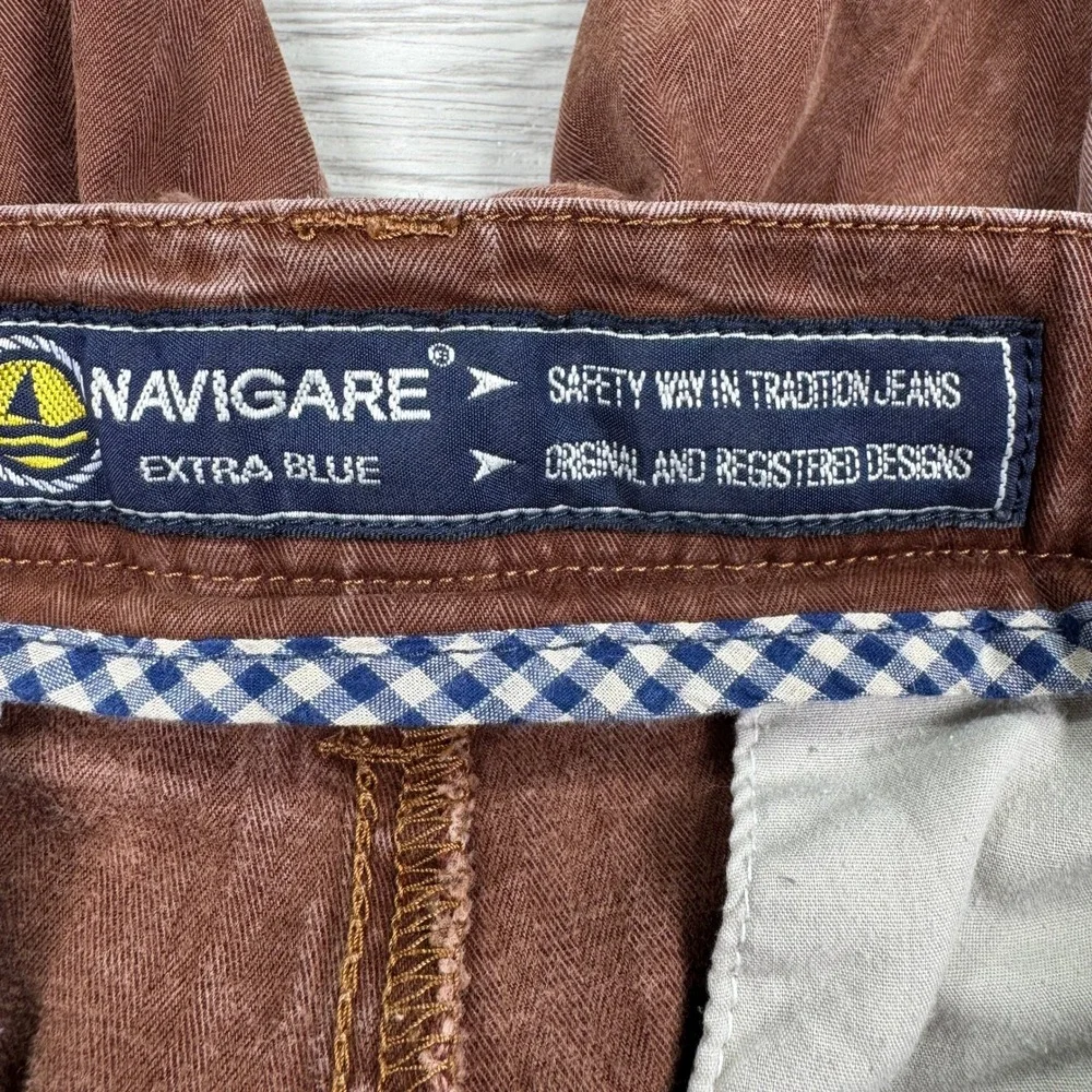 VTG Navigare Men's Pants Soft Slim Fit Brown Size 50 32(?) Italy Limited Retro